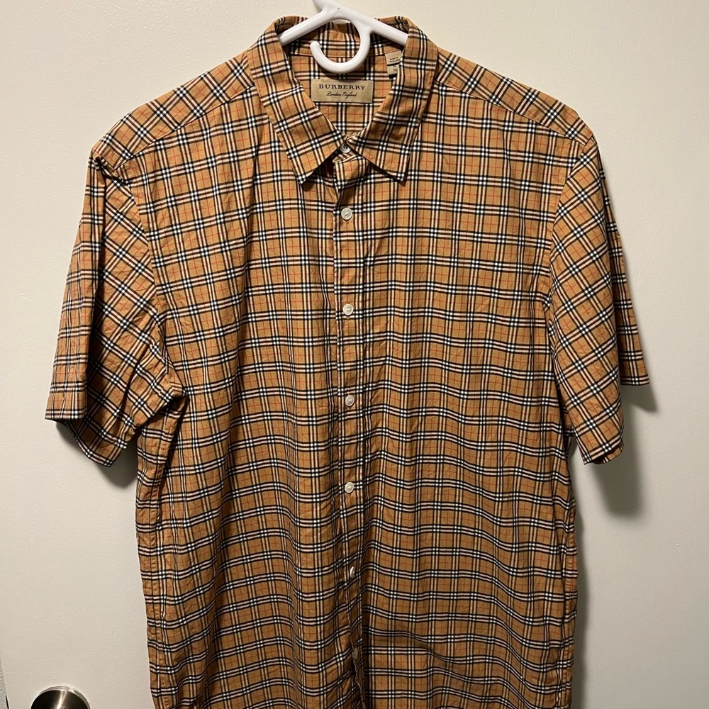 Burberry Men's Brown Plaid Button Down Shirt